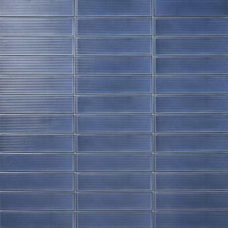  ArtBlock Fluted Denim Blue 4x16 Glossy Porcelain Tile by Stacy Garcia