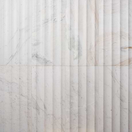 Stonework Fluted Alaska White 12x24 3D Honed Marble Tile