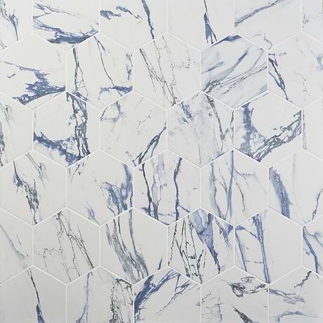 Calacatta Azur White 10" Hexagon Matte Porcelain Tile