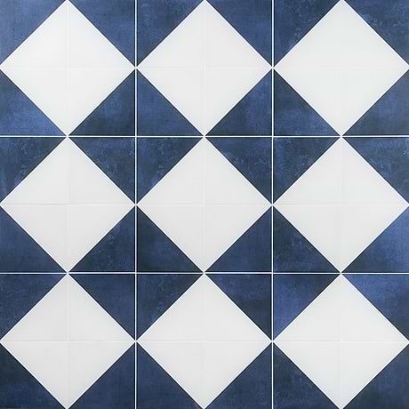 Art Geo Dos Checkerboard Blue 8x8 Matte Porcelain Tile by Elizabeth Sutton