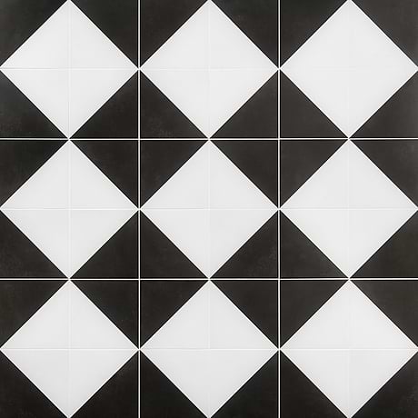 Art Geo Dos Checkerboard Charcoal Black 8x8 Matte Porcelain Tile by Elizabeth Sutton