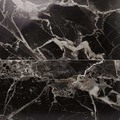 Marfino Black Gold 24x48 Marble Look Polished Porcelain Tile