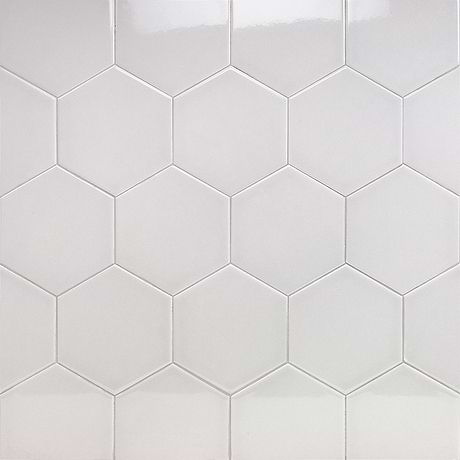 Exagoni Puro Perla Gray 6x7 Hexagon Polished Ceramic Tile