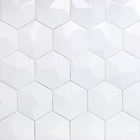 Exagoni Dimension White 6x7 3D Hexagon Polished Ceramic Tile