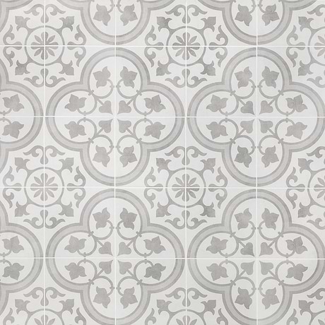Cascais Silver Ornate 9X9 Matte Porcelain Tile