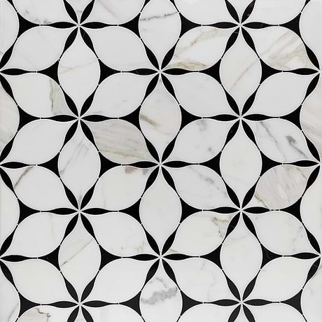 Evangeline Black & White Polished Marble Mosaic