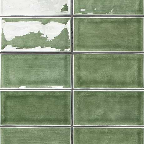 Nabi Subway Fern Green 4.5x9 Crackled Glossy Glass Tile