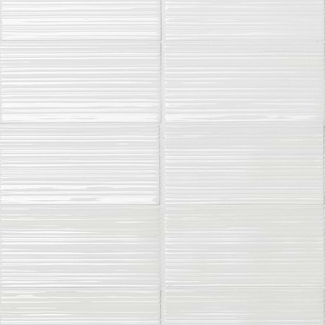 Nabi Subway Glacier White 4.5x9 Fluted Ridged Crackled Glossy Glass Tile
