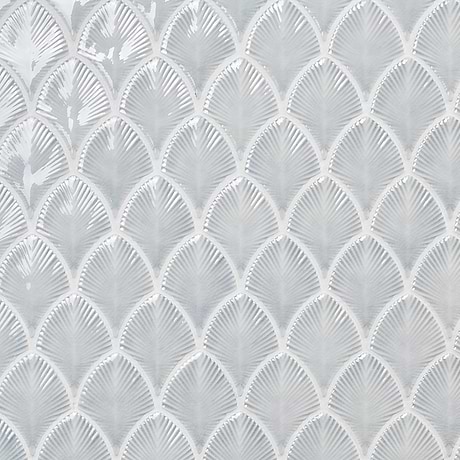 Nabi Fish Scale Arctic Blue 3x4" Crackled Glossy Glass Mosaic Tile