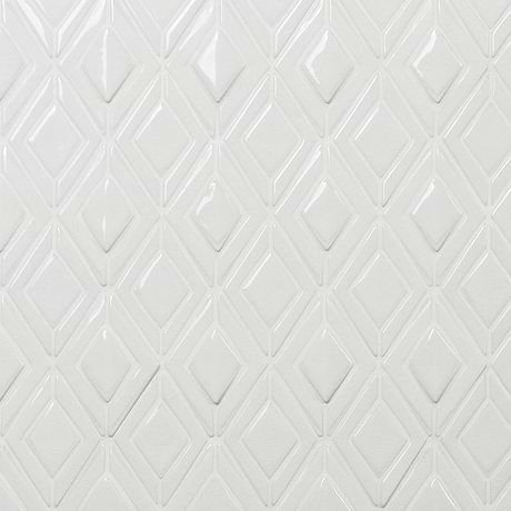 Nabi Jewel Glacier White 3D Crackled Glossy Glass Mosaic Tile