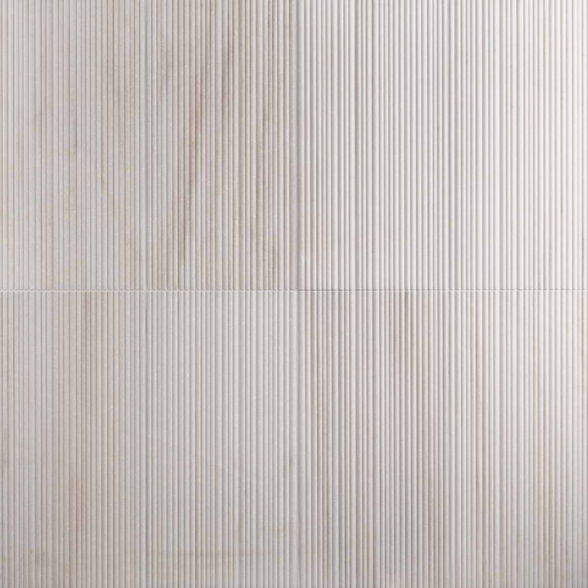 WAVES Golden Valley White 12x24 Fluted 3D Honed Marble Tile