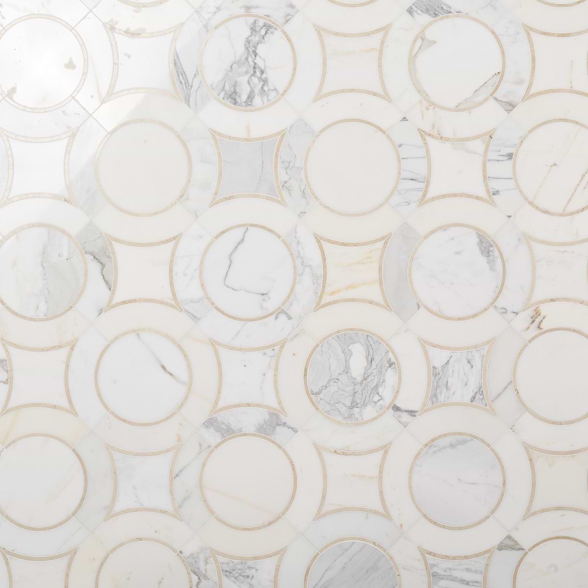 HIGHLAND Alpenglow Deux Beige Polished Marble Mosaic