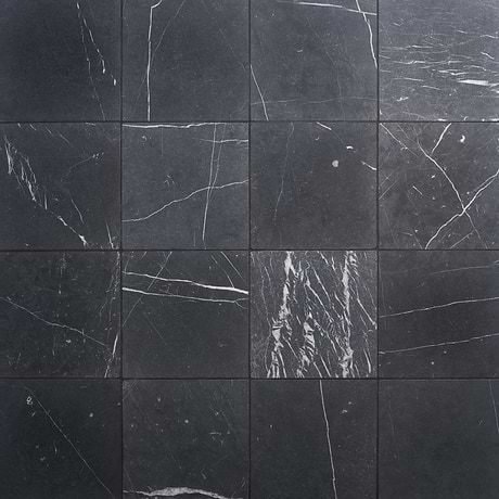 Avanti Nero Marquina Black 12x12 Tumbled Marble Tile