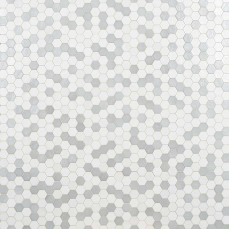 36 Sheet Scrap Lot Ohana White 2" Hexagon Polished Glass Mosaic Tile