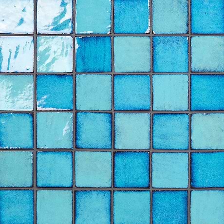Emery Blue 4x4 Square Handmade Crackled Glossy Terracotta Tile