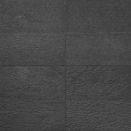 Rakestone Carved Split Noir Black 12x24 Textured Honed Basalt Stone Tile