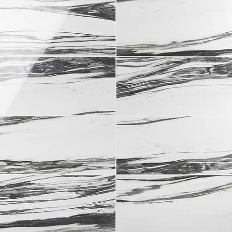 Drama Fall Black & White 12x24 Polished Porcelain Tile