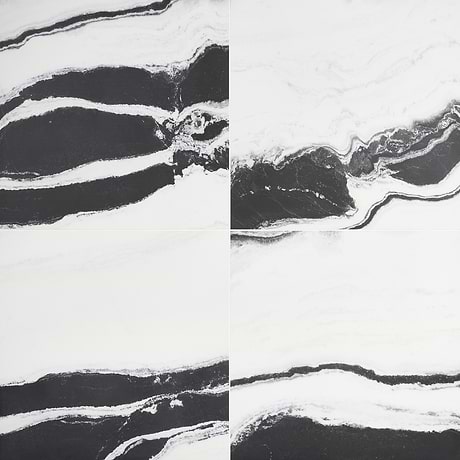 Drama Waves Black & White 24x24 Matte Porcelain Tile