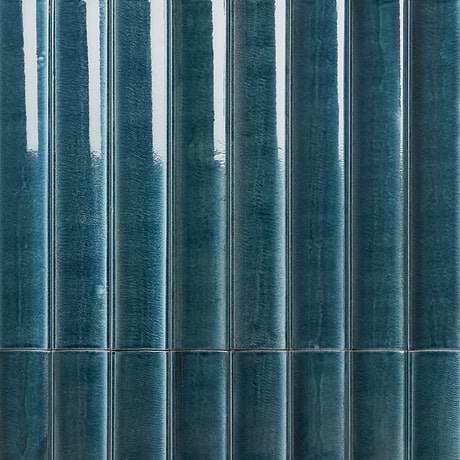 LavaArt 3D Fluted Harbor Blue 6x36 Glossy Lava Stone Bar Tile