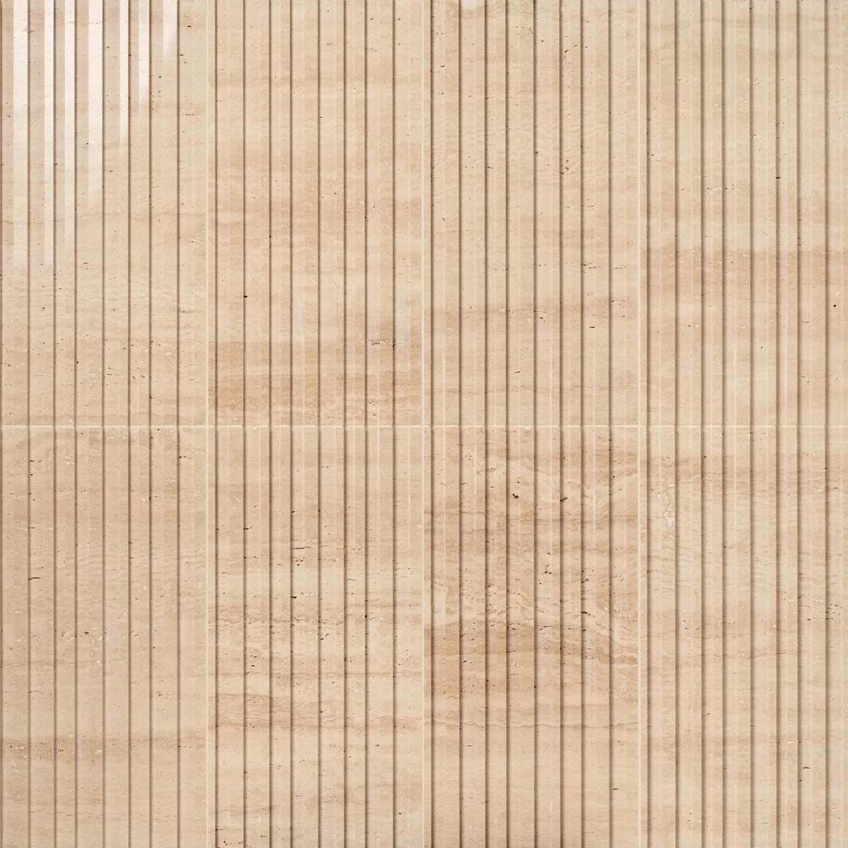 STONEWORK Barcode Ivory Travertine Premium 12x24 3D Vein Cut Polished + Honed Tile