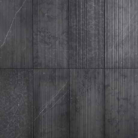 Waves Nero Marquina Black 12x24 Fluted 3D Honed Marble Tile