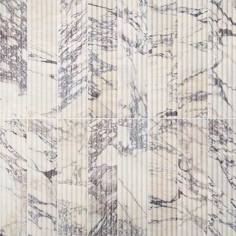 Calacatta Viola Premium Fluted 6x24 3D Honed Marble Tile