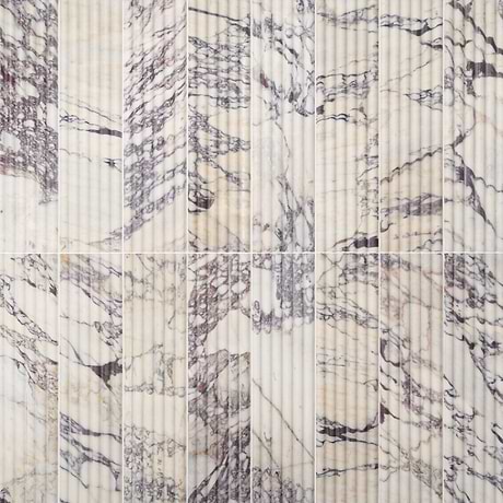Calacatta Viola Premium Fluted 6x24 3D Honed Marble Tile