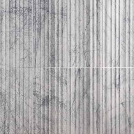 Waves White Lion 12x24 Fluted 3D Honed Marble Tile
