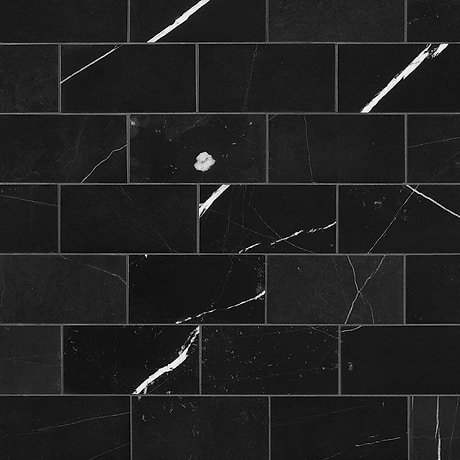 Nero Marquina Black 3x6 Honed Marble Subway Tile