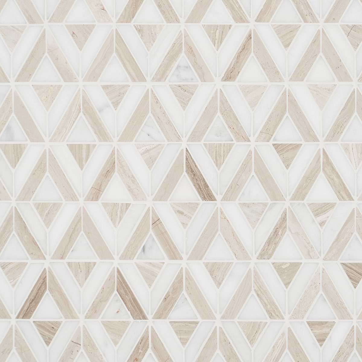 MONROE Triangle Beige Polished Asian Statuary Marble Mosaic