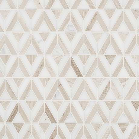 Monroe Triangle Beige Polished Asian Statuary Marble Mosaic