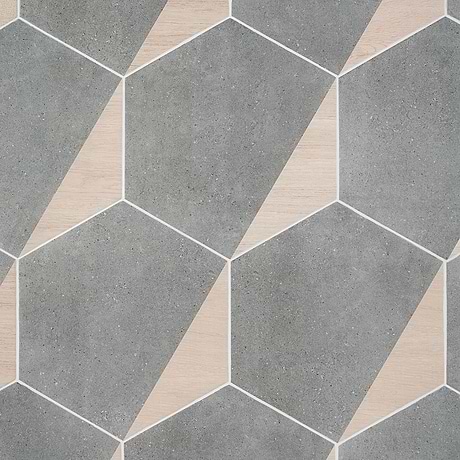 Pergola Wood Graphite Gray 12.5" Hexagon Matte Porcelain Tile