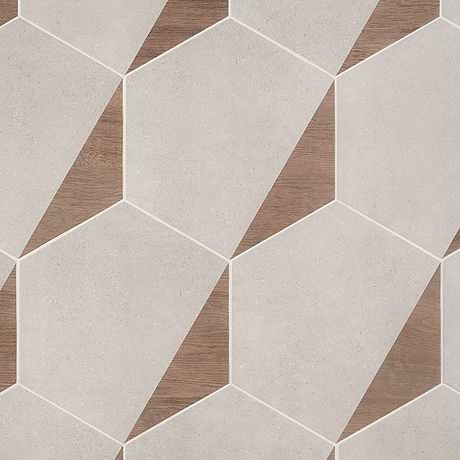 Pergola Wood Taupe Beige 12.5" Hexagon Matte Porcelain Tile