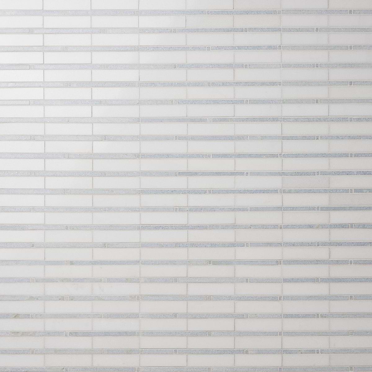 RATTAN White Thassos & Blue Celeste 1x4 Polished Marble Mosaic