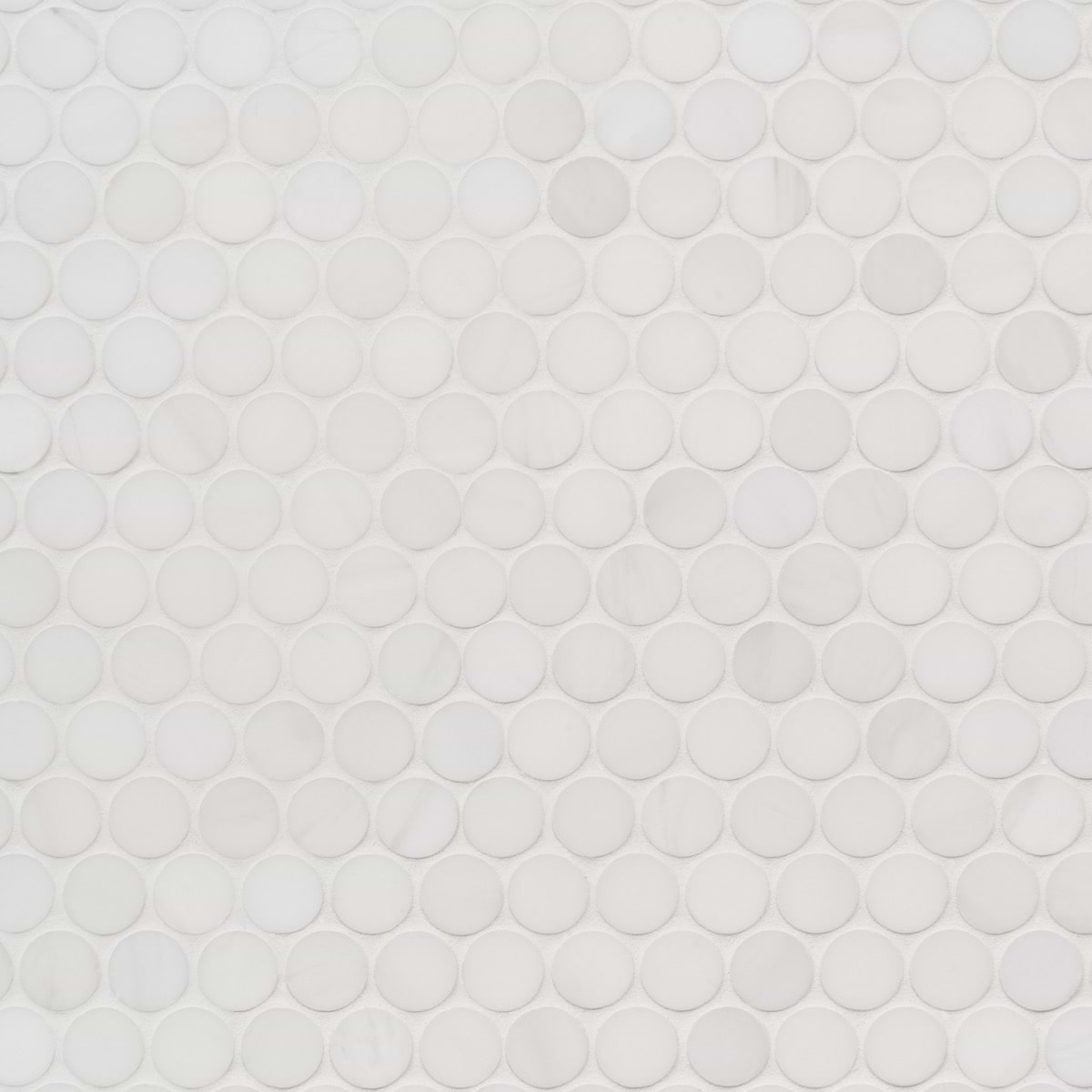 BIANCO DOLOMITE Premium White 1" Penny Round Polished Marble Mosaic