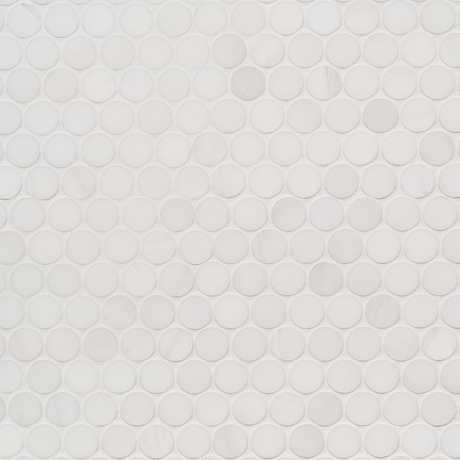 Bianco Dolomite Premium White 1" Penny Round Polished Marble Mosaic