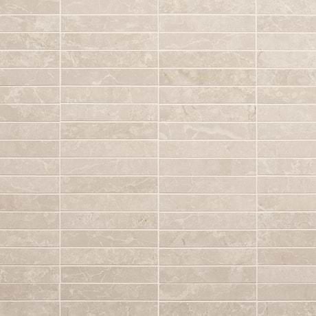 Botticino Extra Light Beige 1x6 Stacked Polished Marble Mosaic Tile