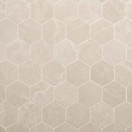 Botticino Extra Light Beige 4” Hexagon Polished Marble Mosaic Tile