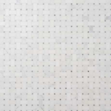 Trenza Asian Statuary White 1x2 Honed Marble Mosaic