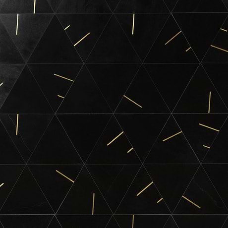Ravi Nero Black 7x7 Polished Marble & Brass Mosaic