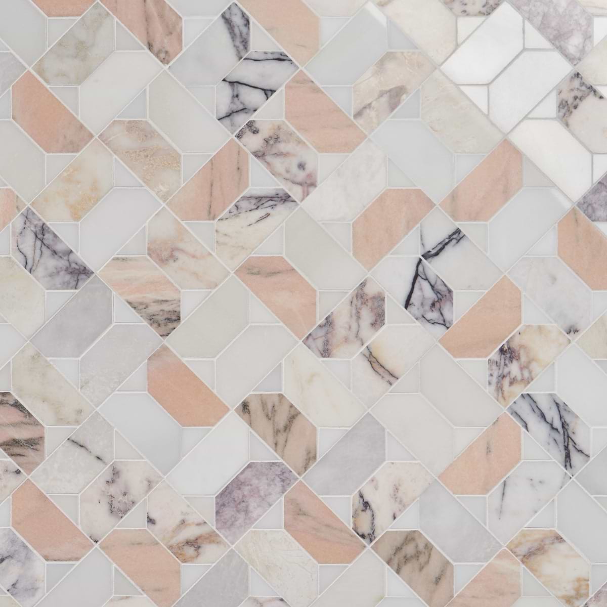 ISOBEL Grace Peach Polished Marble Luxury Mosaic Tile