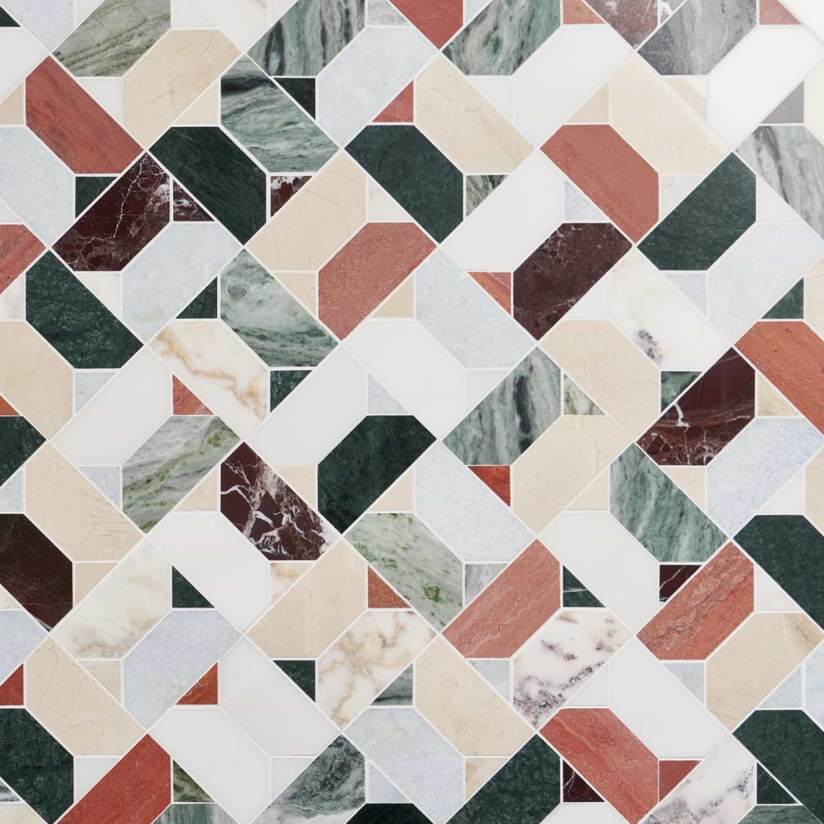 ISOBEL Tuscany Multicolor Polished Marble Luxury Mosaic Tile