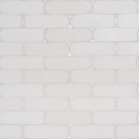 Norway White Thassos 2x6 Polished Marble and Pearl Waterjet Mosaic Tile