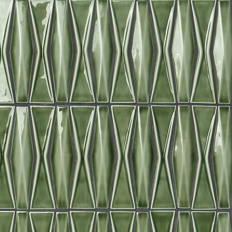 Nabi Harlequin Fern Green 2x8 Crackled Glossy Glass Mosaic Tile