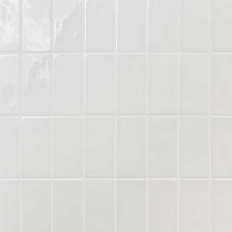 Nabi Subway Glacier White White 4.5x9 Subway Polished Glass Tile