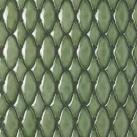 Nabi Valor Fern Green 2x4 Crackled Glossy Glass Mosaic Tile