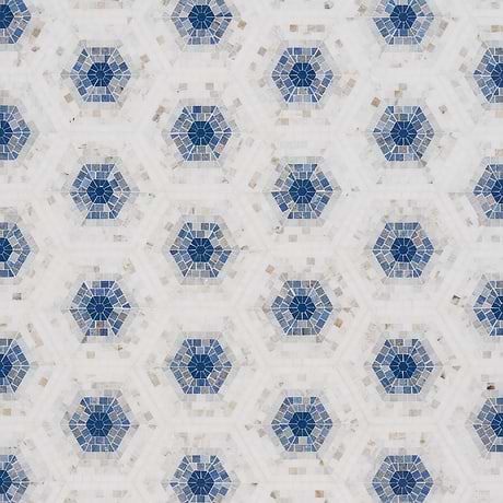 Ako Azul Blue 6" Hexagon Marble Micro Mosaic Tile