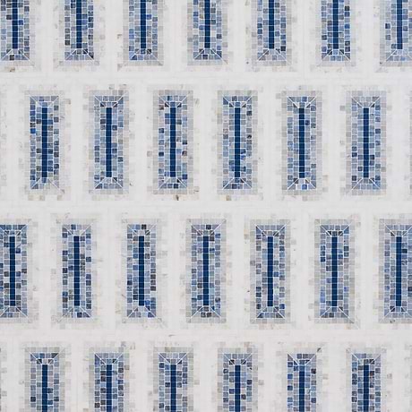 Ako Azul Blue 4x9 Rectangle Marble Micro Mosaic Tile