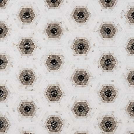 Ako Saint Laurent Brown 6" Hexagon Marble Micro Mosaic Tile