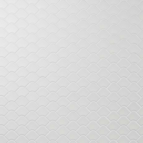 Suki White 2x3 Fishscale Matte Glass Mosaic Tile